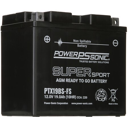 Power Sonic PTX19BS-FS Factory Activated AGM PowerSport Battery PTX19BS-FS